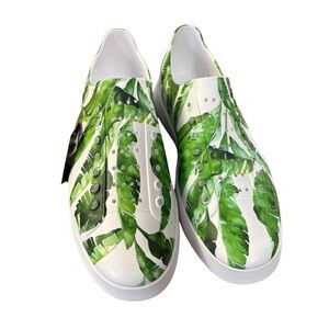 NWT Biion Women's Golf Shoes White Slip-On Sneakers Green Leaf Print Sz. 10 M 8
